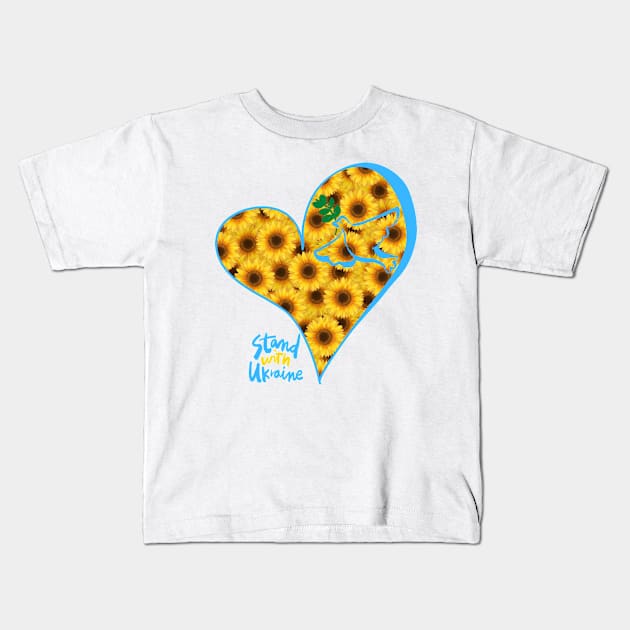 Big heart full of sunflowers Kids T-Shirt by tashashimaa